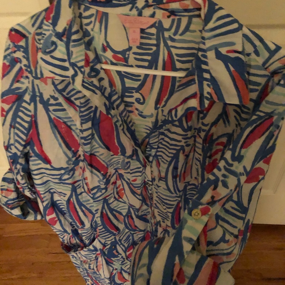 Lily Pulitzer Red,Right,Return Tunic Uec Size Xl - image 5